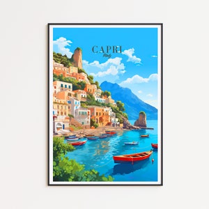Capri Travel Poster - Italy Wall Art, the perfect gift and a lasting Travel Memory | Travel Art Print
