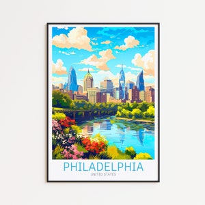 Póster de viaje de Filadelfia: arte de pared de EE. UU. para decoración del hogar, el regalo perfecto y un recuerdo duradero | Impresión de Filadelfia