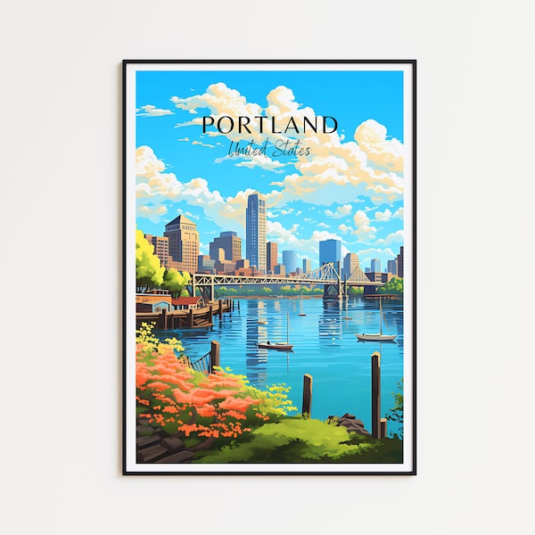 Affiche de voyage Portland – Décoration murale américaine pour la décoration de la maison, le cadeau parfait et un souvenir durable | Impression des îles Portland Imprimer