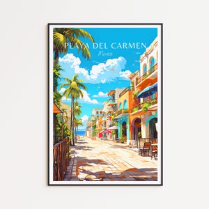 Poster di viaggio Playa del Carmen - Arte murale messicana, il regalo perfetto e un ricordo indelebile | Stampa artistica di viaggio