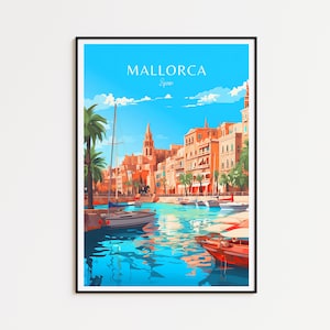 Póster de viaje de Mallorca, póster de España, póster vintage de Mallorca, póster de viaje, póster retro de Mallorca, regalo de viaje de Mallorca, arte mural.