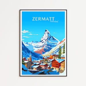 Affiche de voyage Zermatt Suisse Affiche Zermatt Affiche vintage Affiche de voyage Zermatt Affiche rétro Zermatt Cadeau de voyage Zermatt Cervin