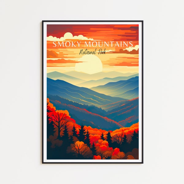 Great Smoky Mountains Reise Poster - Nationalpark Wandkunst, das perfekte Geschenk und eine bleibende Reise Erinnerung | Kunst Druck Print