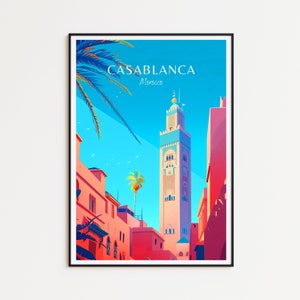 Poster di viaggio Casablanca - Arte murale del Marocco, il regalo perfetto e un ricordo di viaggio duraturo | Stampa artistica Stampa