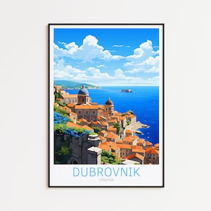Dubrovnik Poster di viaggio Croazia Dubrovnik Poster vintage Dubrovnik Poster di viaggio Dubrovnik Poster retrò Dubrovnik Regalo di viaggio Stampa artistica da parete