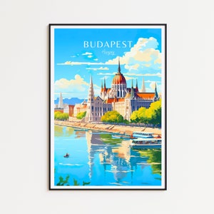 Póster de viaje de Budapest. Póster de Hungría. Póster vintage de Budapest. Póster de viaje. Póster retro de Budapest. Regalo de viaje de Budapest. Impresión artística de pared.