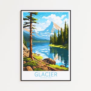 Póster del Parque Nacional de los Glaciares, Impresión del Parque Nacional de los Glaciares, Póster del Glaciar, Arte mural del Glaciar, Impresión artística del Parque Nacional de los Glaciares