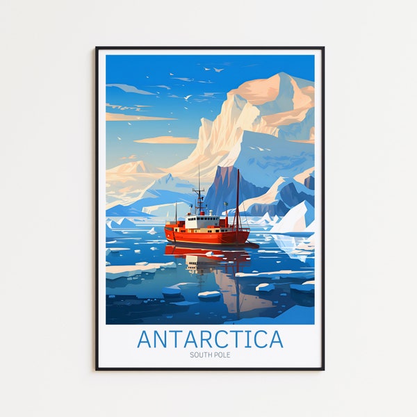Póster de viaje a la Antártida - Póster de la Antártida - Arte de pared del Polo Sur, el regalo perfecto y un recuerdo duradero | Impresión de arte Imprimir