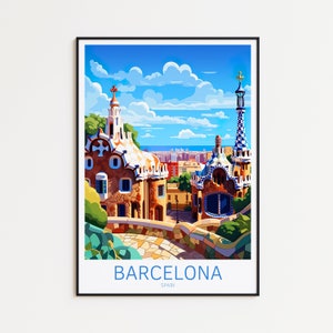 Affiche de voyage de Barcelone - Art mural espagnol, le cadeau parfait et un souvenir de voyage durable | Impression d'art