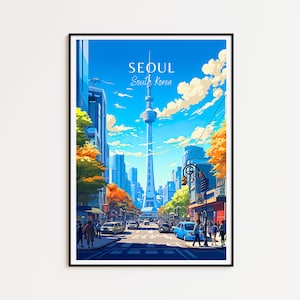 Póster de viaje de Seúl: arte mural de Corea del Sur para decoración del hogar, el regalo perfecto y un recuerdo duradero | Impresión de Seúl