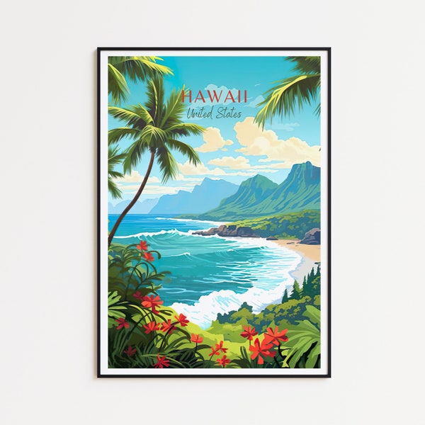 Hawaii Reiseposter - USA Wandkunst für Home Dekor, das perfekte Geschenk und eine bleibende Reise Erinnerung | Kunst Druck Print