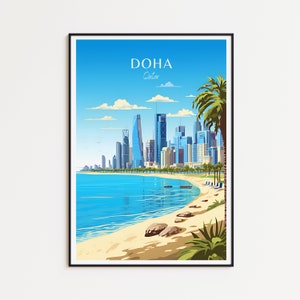Doha Travel Poster - Qatar Wall Art for Home Decor, the perfect gift and a lasting memory | Art Print UAE Print