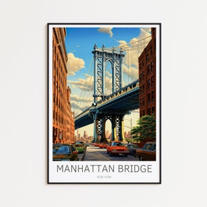 New York Poster Manhattan Bridge Poster New York Vintage Poster Travel Poster New York Retro Poster New York Reise Geschenk NYC Poster