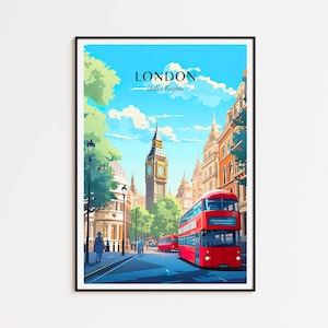 Poster di viaggio di Londra - Poster di Londra, Poster del Big Ben, Stampa del Big Ben, Poster dell'Inghilterra, Stampa artistica del poster del Regno Unito