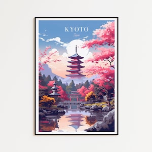 Affiche de voyage de Kyoto, affiche japonaise, affiche vintage de Kyoto, affiche de voyage, affiche rétro de Kyoto, cadeau de voyage de Kyoto, impression d'art japonaise, art mural