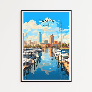 Poster di viaggio di Tampa - Arte murale della Florida per l'arredamento della casa, il regalo perfetto e un ricordo duraturo | Stampa Tampa Stampa