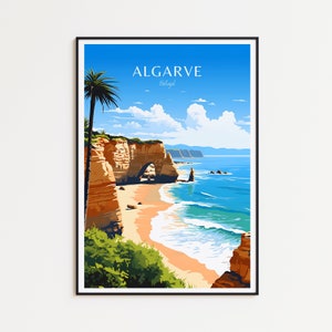 Póster de viaje del Algarve, póster de Portugal, póster vintage del Algarve, póster de viaje, póster retro del Algarve, regalo de viaje del Algarve, impresión artística de pared.