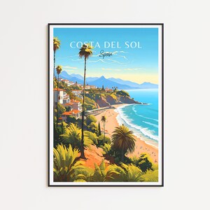 Poster di viaggio sulla Costa del Sol - Arte murale spagnola per l'arredamento della casa, il regalo perfetto e un ricordo di viaggio duraturo | Stampa artistica Stampa