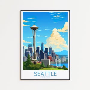 Poster di viaggio di Seattle, poster degli Stati Uniti, poster vintage di Seattle, poster di viaggio di Seattle, poster retrò di Seattle, regalo di viaggio di Seattle, poster dello Space Needle degli Stati Uniti