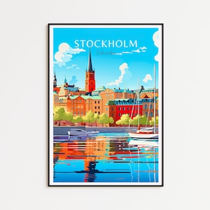 Póster de Estocolmo Póster de Suecia Póster vintage de Estocolmo Póster de viaje Póster retro de Estocolmo Regalo de viaje de Estocolmo Impresión artística de pared