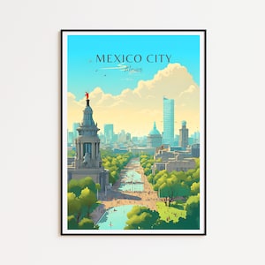 Póster de viaje de la Ciudad de México - Arte de pared de México, el regalo perfecto y un recuerdo de viaje duradero | Impresión de arte Impresión
