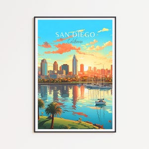 Affiche de voyage de San Diego - Art mural californien pour la décoration intérieure, le cadeau parfait et un souvenir durable | Impression de San Diego