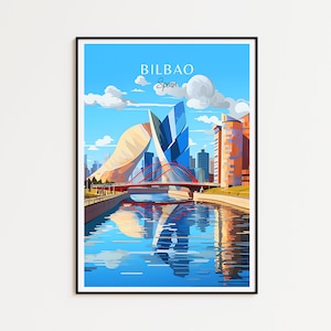Affiche de voyage de Bilbao - Art mural en Espagne pour la décoration intérieure, le cadeau parfait et un souvenir durable | Impression d'art Imprimer