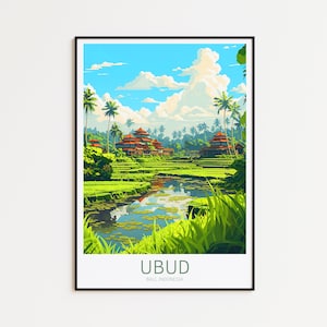 Ubud Travel Poster Bali Poster Ubud Vintage Poster Travel Poster Bali Retro Poster Bali Travel Gift Ubud Indonesia Bali Print Ubud Canggu
