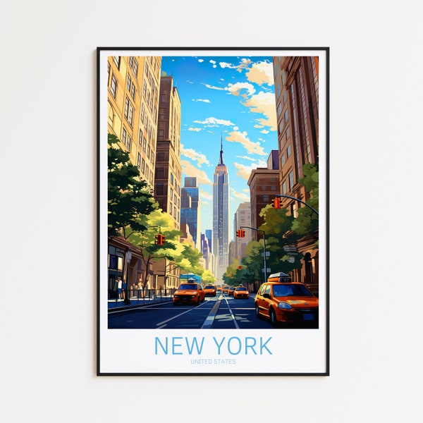 New York Travel Poster - NYC Poster - USA Wall Art voor thuis, het perfecte cadeau en een blijvende reisherinneringen | NY-kunstafdruk