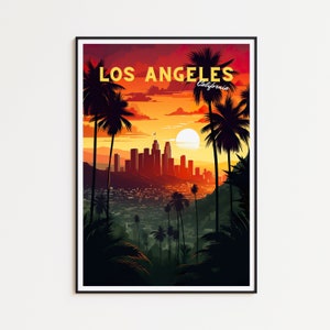 Affiche de voyage Los Angeles Affiche LA Affiche Los Angeles Affiche vintage Affiche de voyage Affiche Skyline Los Angeles Cadeau de voyage Los Angeles Art mural
