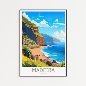 Affiche de voyage de Madère Affiche Portugal Affiche vintage de Madère Affiche de voyage Affiche rétro de Madère Cadeau de voyage de Madère Impression d'art mural