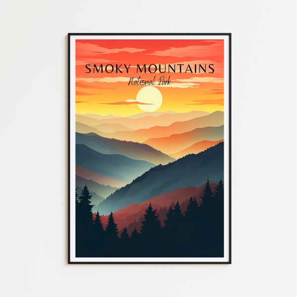 Great Smoky Mountains Reise Poster - Nationalpark Wandkunst, das perfekte Geschenk und eine bleibende Reise Erinnerung | Kunst Druck Print