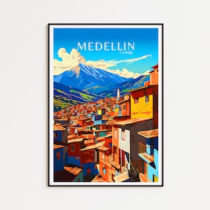 Medellin Reiseposter Kolumbien Poster Medellin Vintage Poster Travel Poster Medellin Retro Poster Medellin Reise Geschenk Wandkunst Druck