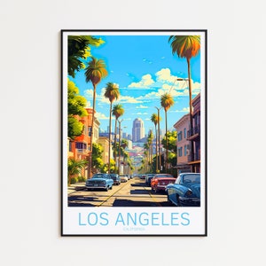 ロサンゼルス旅行ポスター - LA ポスター ウォールアート、室内装飾、完璧なギフト、旅行の思い出に最適 |アートプリント プリント