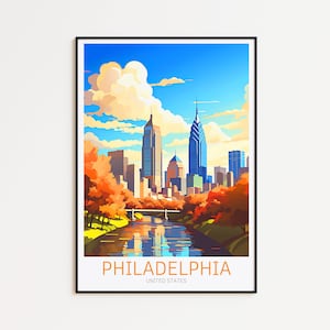Póster de viaje de Filadelfia: arte de pared de EE. UU. para decoración del hogar, el regalo perfecto y un recuerdo duradero | Impresión de Filadelfia