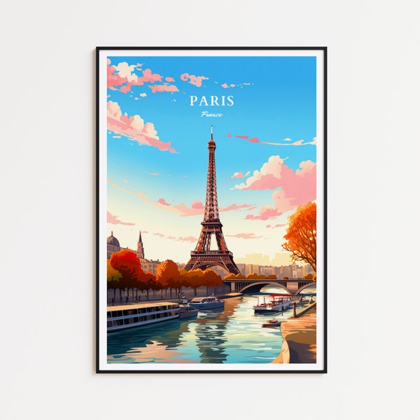 Paris Travel Poster - Frankrijk wanddecoratie, het perfecte cadeau en een blijvende herinnering | Art Print Paris Print