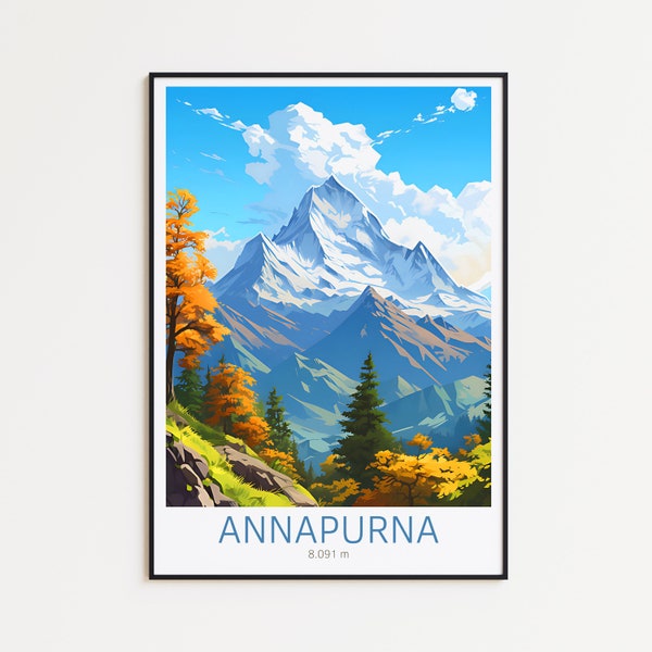 Annapurna Reiseposter - Nepal Wandkunst für Home Dekor, das perfekte Geschenk und eine bleibende Reise Erinnerung | Kunst Druck Print