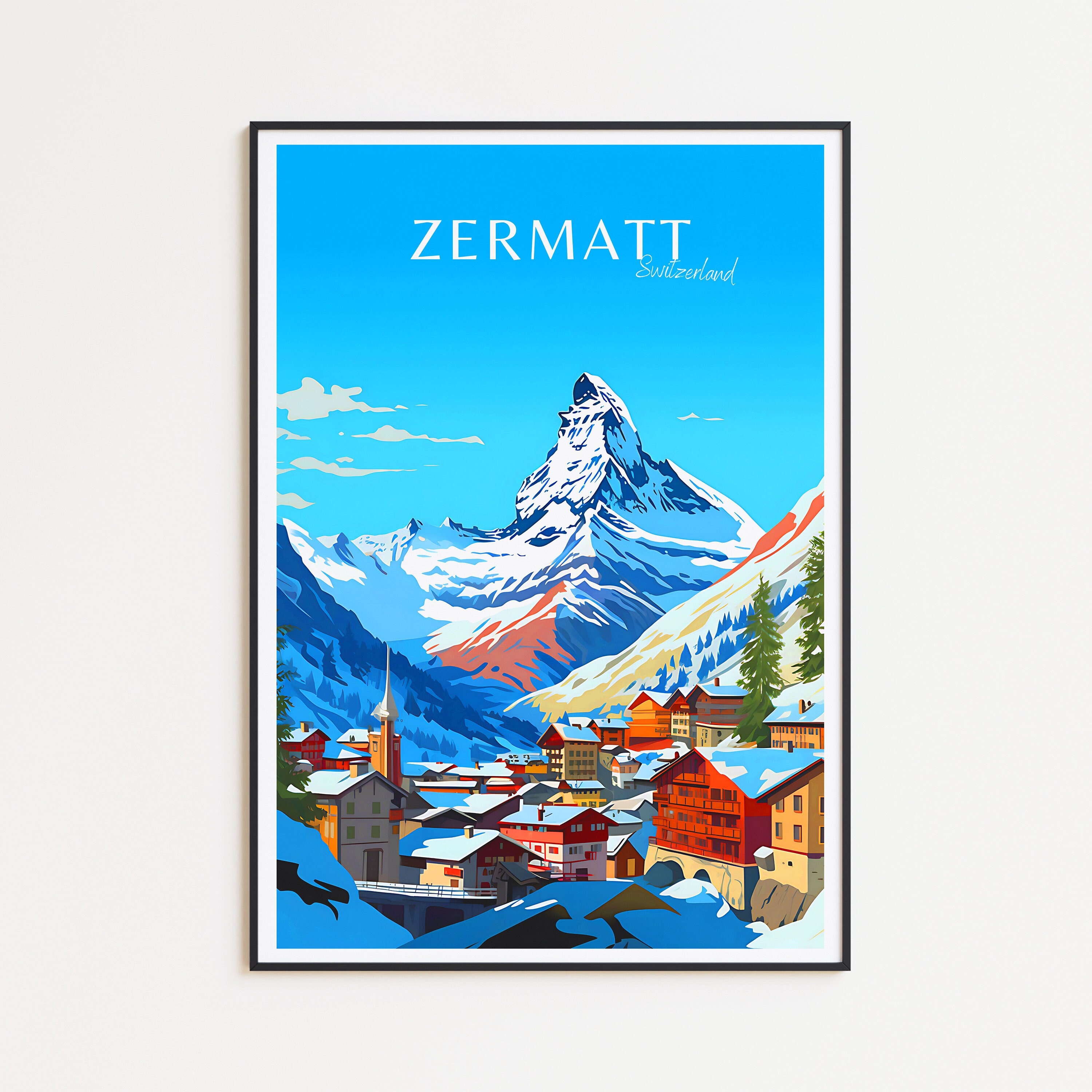 TOURISME ZERMATT SUISSE TRAIN Rjyz-POSTER HQ 50x70cm d'une AFFICHE VINTAGE