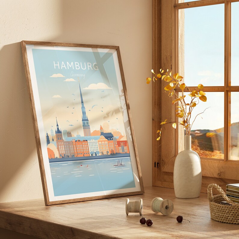Hamburg Travel Poster Germany Wall Art for Home Decor, the Perfect Gift
