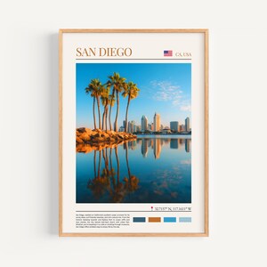 San Diego Poster – USA Wall Art, the perfect gift and a lasting travel memory | California Cityscape Travel Art Print, San Diego Cityscape