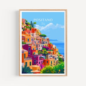 Poster di viaggio Positano - Arte murale italiana, il regalo perfetto e un ricordo di viaggio duraturo | Stampa artistica Stampa