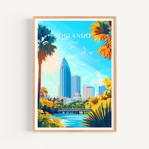 Poster di Orlando - Florida Wall Art, il regalo perfetto e un ricordo di viaggio duraturo | Stampa artistica di poster di viaggio negli Stati Uniti, decorazione da parete