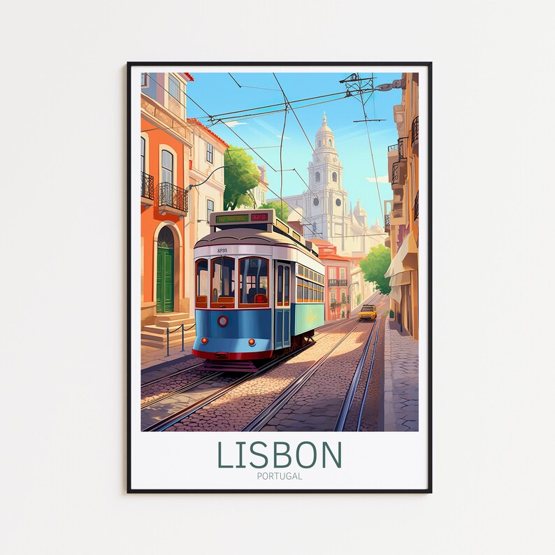 Beautiful lisbon poster, decorative lisbon print and elegant portugal wall art decor – the perfect travel gift for him and her