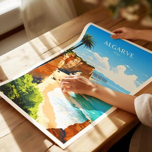 Póster del Algarve Póster de Portugal Póster vintage del Algarve Póster de viaje Póster retro del Algarve Regalo de viaje del Algarve Lámina decorativa para pared imagen 9