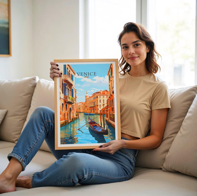 Póster de Venecia, póster de Italia, póster vintage de Venecia, póster de viaje, póster de Venecia, póster retro, regalo de viaje de Venecia, Italia. imagen 5