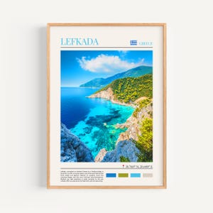 Poster di Lefkada - Arte murale greca, il regalo perfetto e un ricordo di viaggio duraturo | Stampa artistica da parete con paesaggio urbano