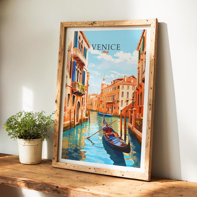 Beautiful venice poster, decorative venice print and elegant Italy wall art decor – the perfect travel gift for him and her