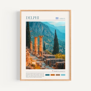 Poster Delphi - Arte murale della Grecia, il regalo perfetto e un ricordo di viaggio duraturo | Stampa artistica da parete con paesaggio urbano