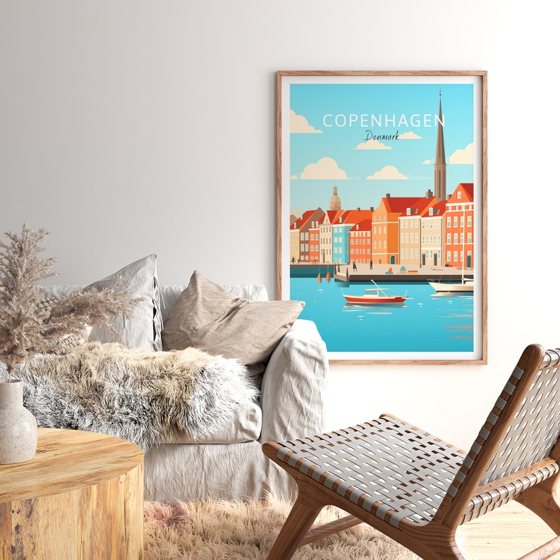 Copenhagen Travel Poster Denmark Wall Art for Home Decor, the Perfect