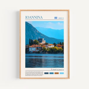 Poster di Ioannina - Arte murale greca, il regalo perfetto e un ricordo di viaggio duraturo | Stampa artistica da parete con paesaggio urbano